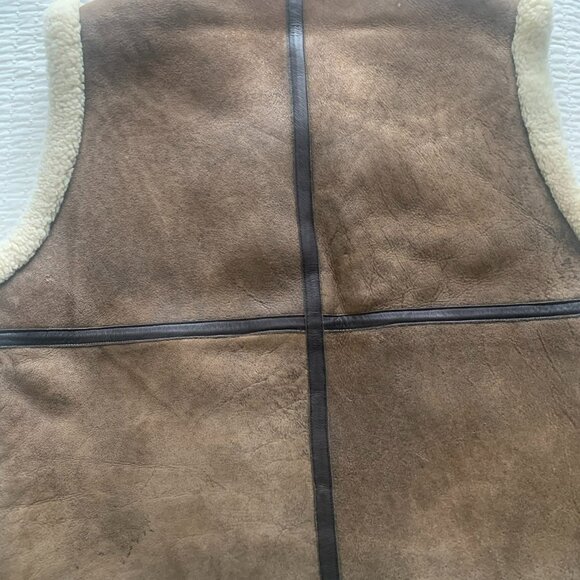 J. Peterman Company Jacket Men’s Size XL Vintage Brown 100% Lamb Leather Vest - Picture 2 of 14